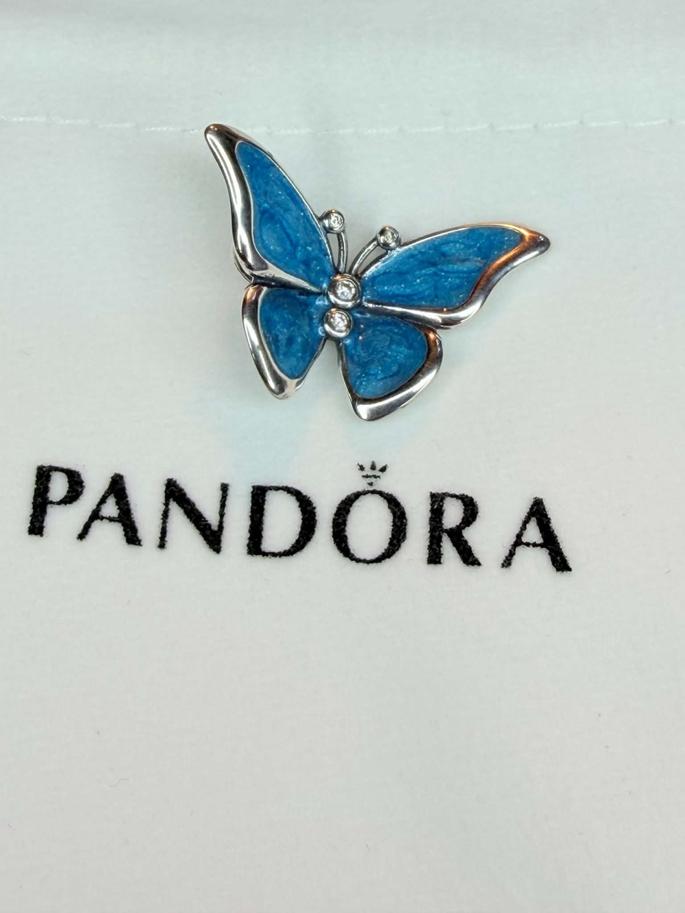 Pandora Silver Blue Butterfly Brooch with Crystals